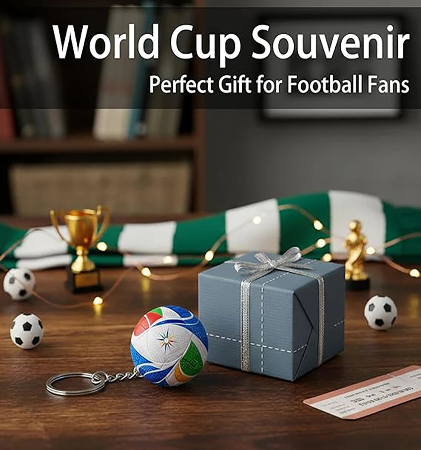 2PCS 1:1 Replica  Soccer Ball Keychain 1.5", Sports Football Pendant for Men Fans Backpack Charm Gift