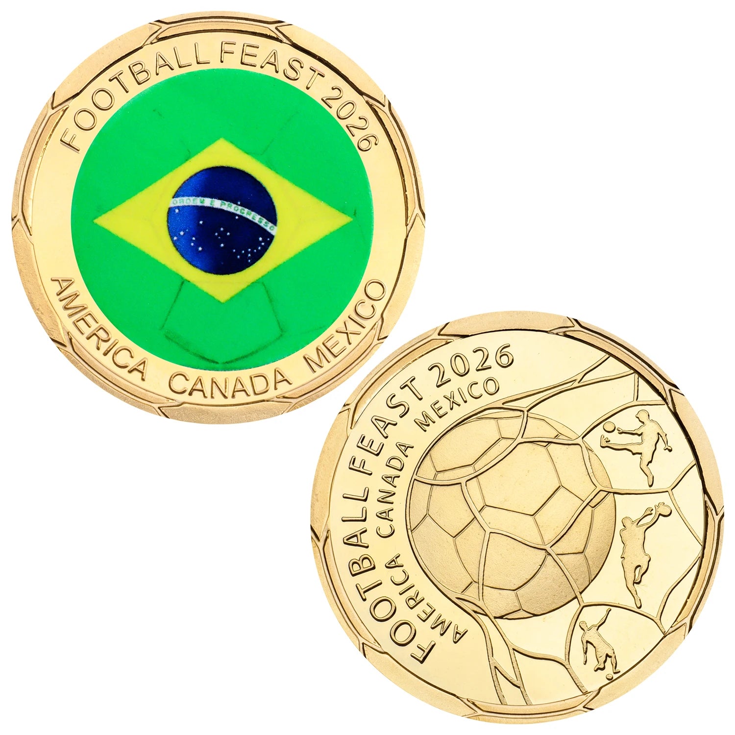 2026 Football Feast Commemorative Coin World Soccer Game Challenge Coin Souvenir Holiday Birthday Gifts for Fans Collectors ﻿