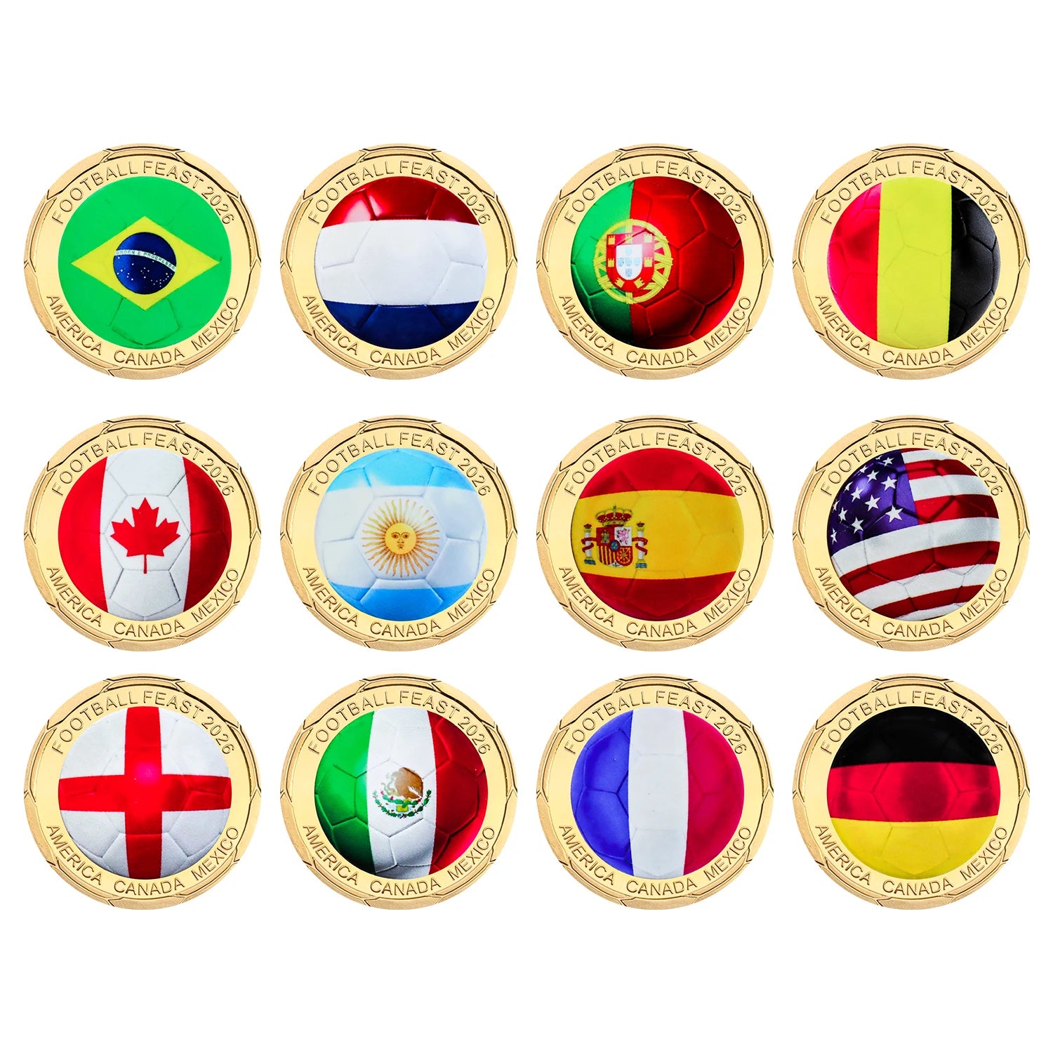 2026 Football Feast Commemorative Coin World Soccer Game Challenge Coin Souvenir Holiday Birthday Gifts for Fans Collectors ﻿