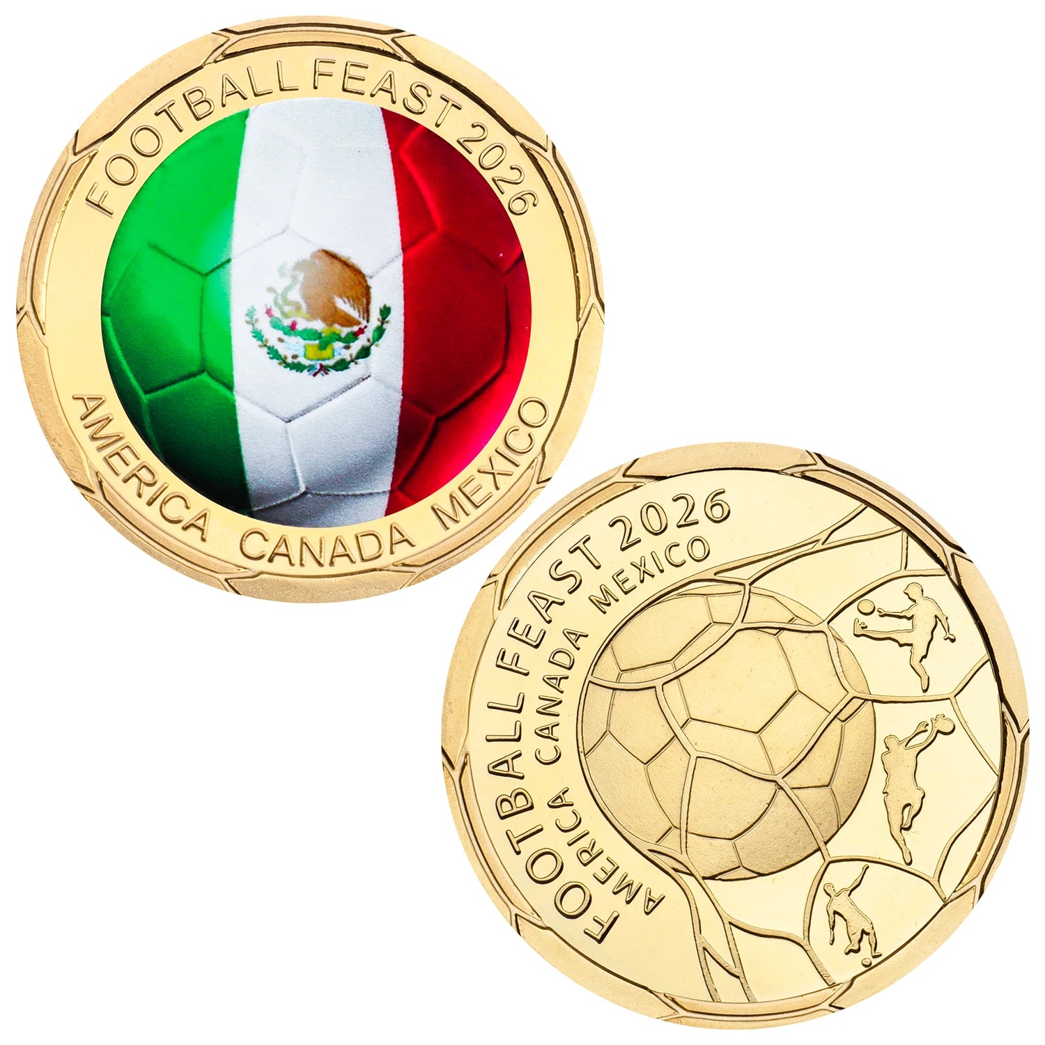 2026 Football Feast Commemorative Coin World Soccer Game Challenge Coin Souvenir Holiday Birthday Gifts for Fans Collectors ﻿