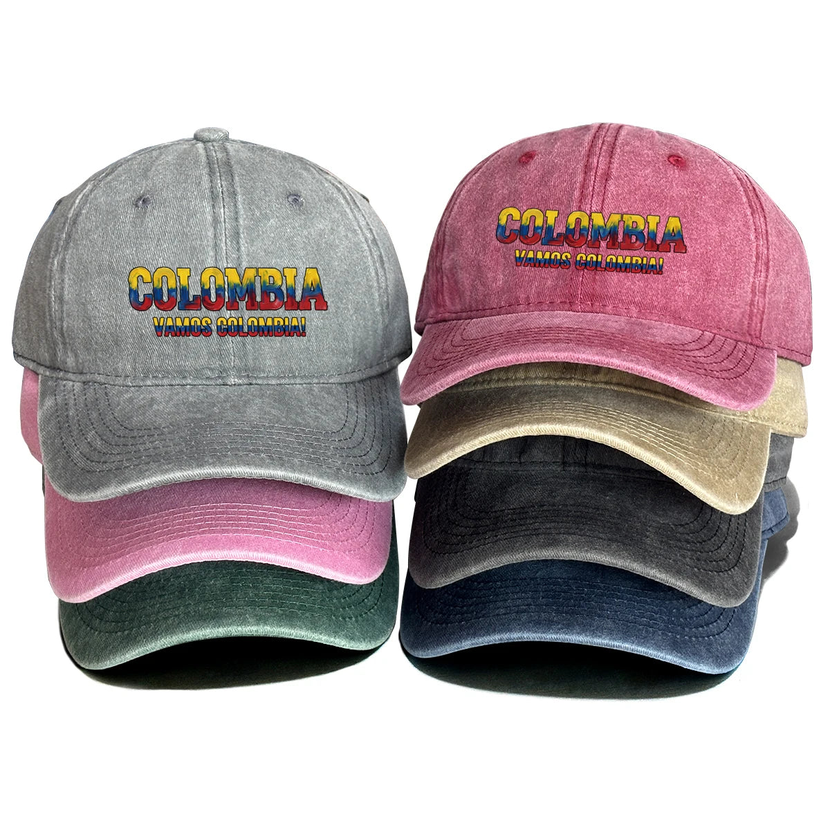 Adjustable Sun Hat With 2026 World Cup "VAMOS COLOMBIA" Printed Snapback Baseball Cap Unisex Solid Color Casual Sports Cap Gifts