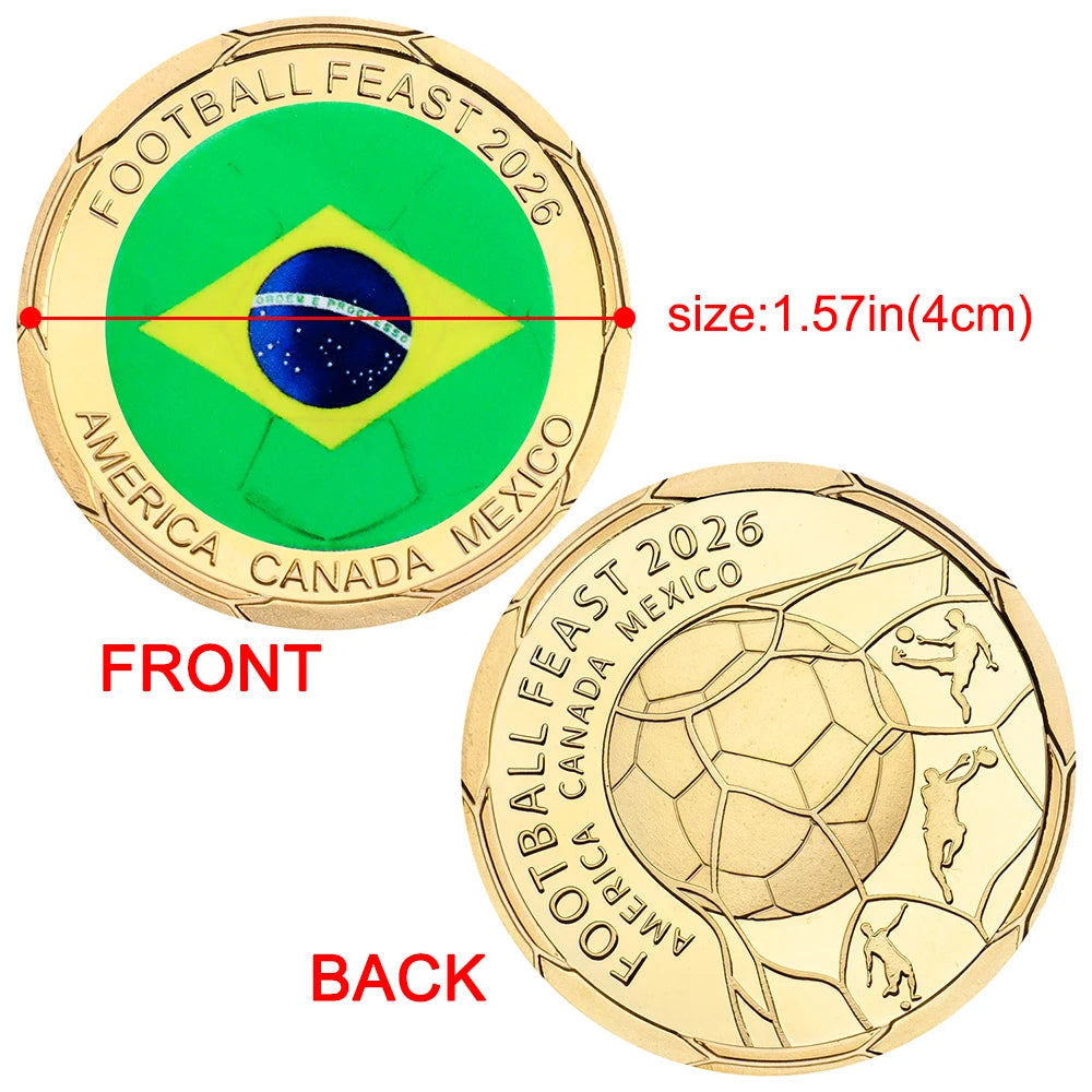 2026 Football Feast Commemorative Coin World Soccer Game Challenge Coin Souvenir Holiday Birthday Gifts for Fans Collectors ﻿
