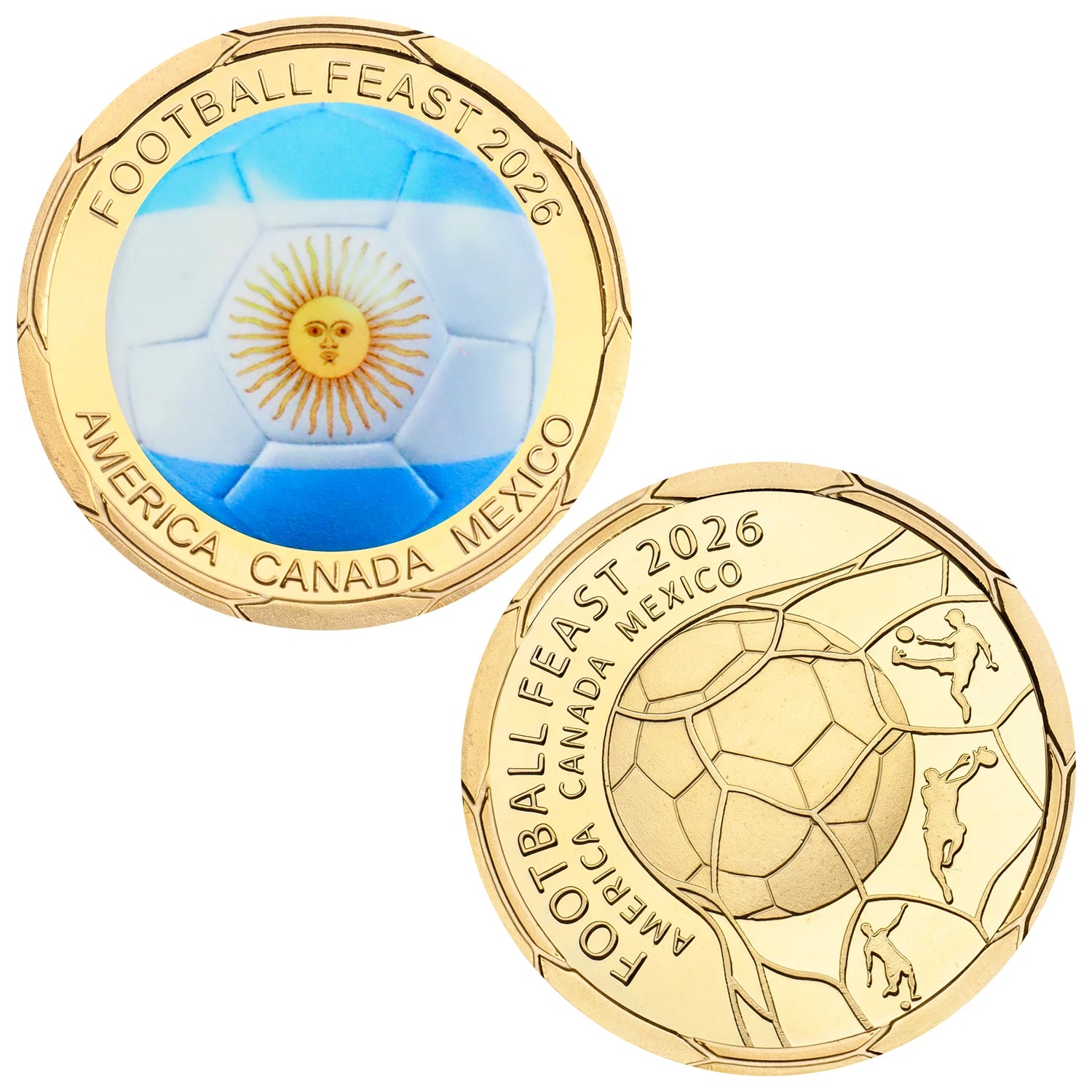 2026 Football Feast Commemorative Coin World Soccer Game Challenge Coin Souvenir Holiday Birthday Gifts for Fans Collectors ﻿