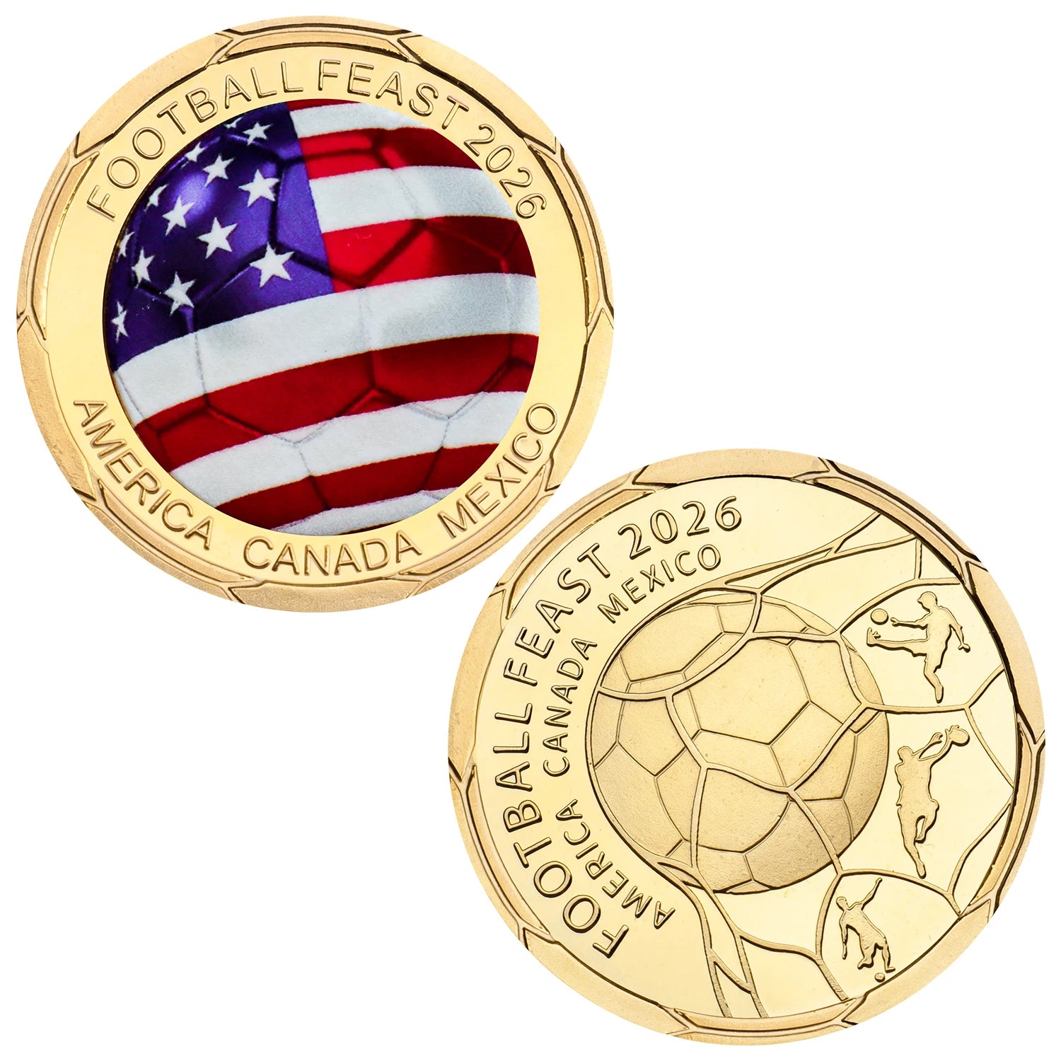 2026 Football Feast Commemorative Coin World Soccer Game Challenge Coin Souvenir Holiday Birthday Gifts for Fans Collectors ﻿