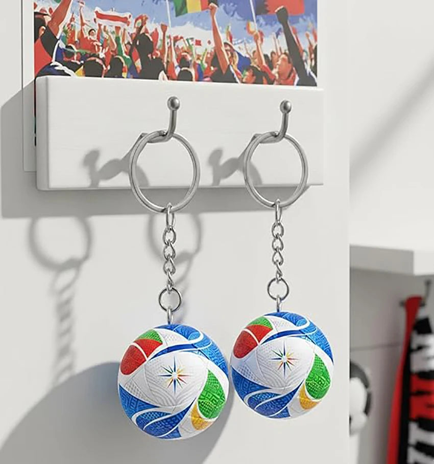 2PCS 1:1 Replica  Soccer Ball Keychain 1.5", Sports Football Pendant for Men Fans Backpack Charm Gift