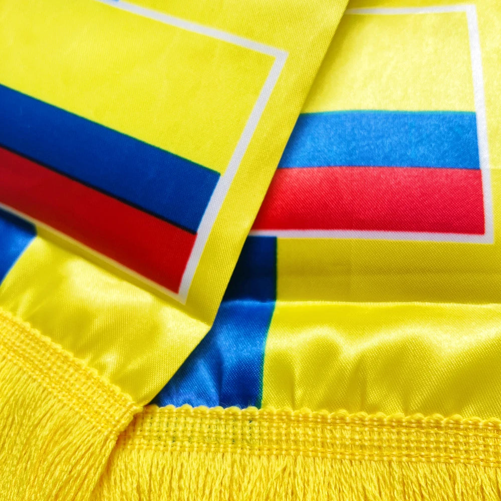 2026 Colombia Scarf 14x135cm Double-sided Printed Satin Columbia Flag Scarf Tassels for Football, Sports, Events